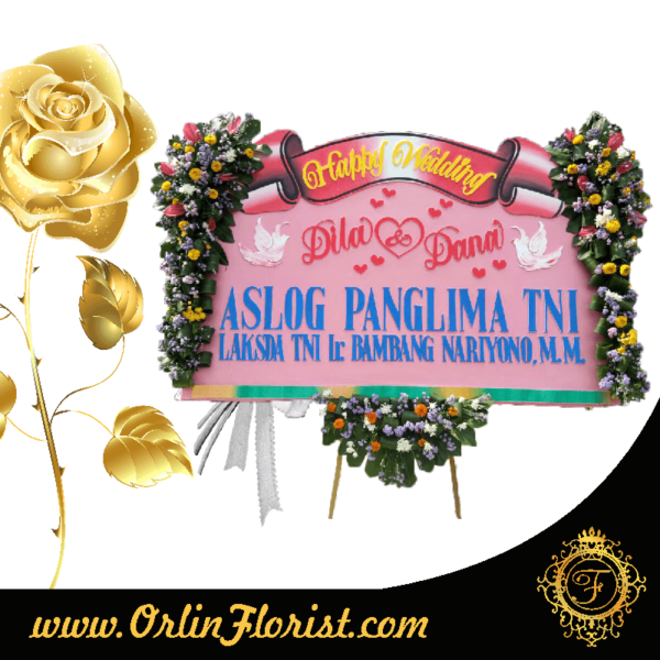 toko bunga papan happy wedding di surabaya