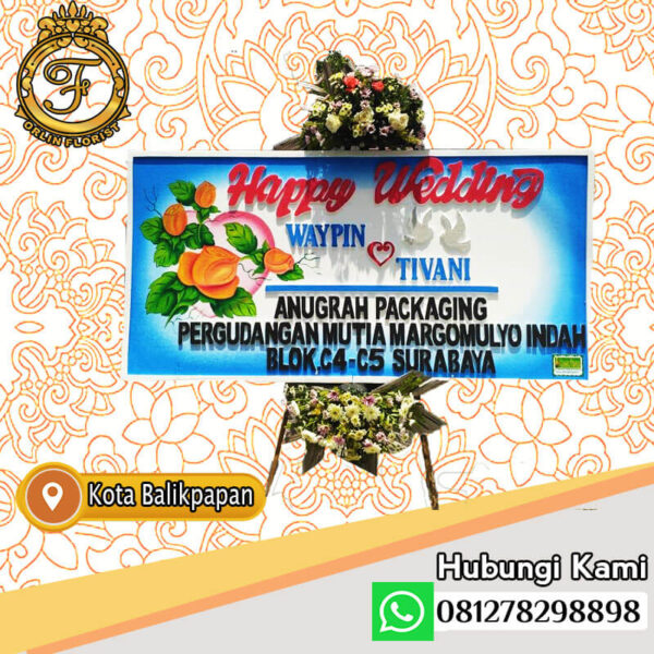 bunga papan happy wedding balikpapan