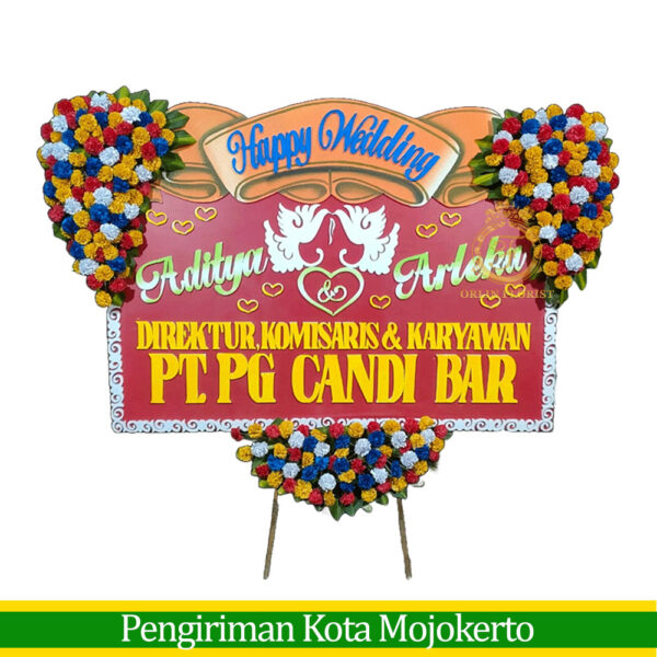 Bunga Papan Happy Wedding Mojokerto PMJO-011